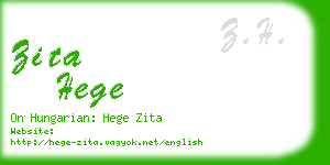 zita hege business card